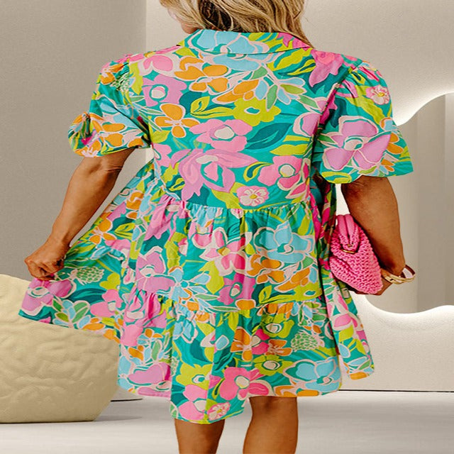Printed Flowers Mini Dress