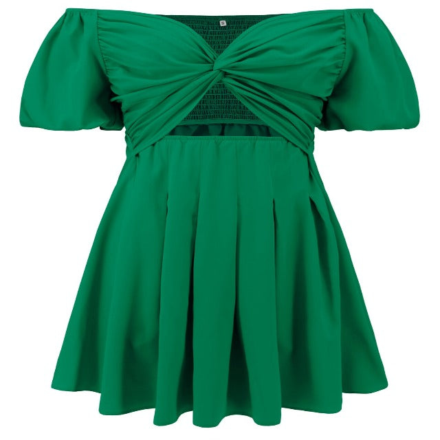 Twisted Off-Shoulder Short Sleeve Dress