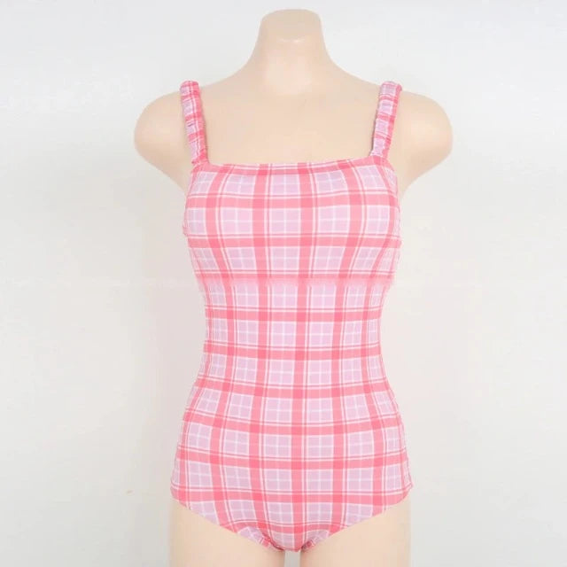 Women's Sexy One-Piece Plaid Swimming Suit