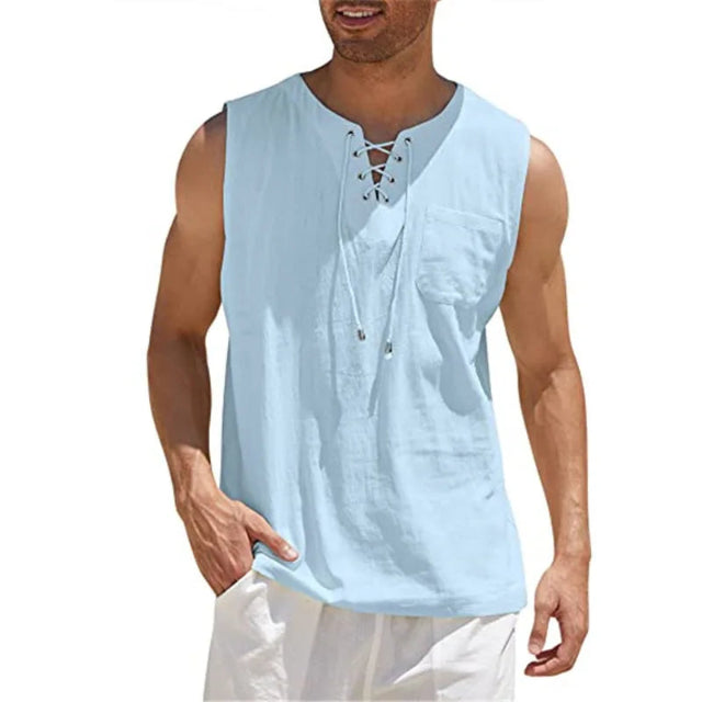 Casual Linen Sleeveless Vest Shirt