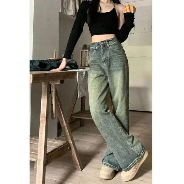 90's Vintage Straight Denim Loose Wide Leg Jeans