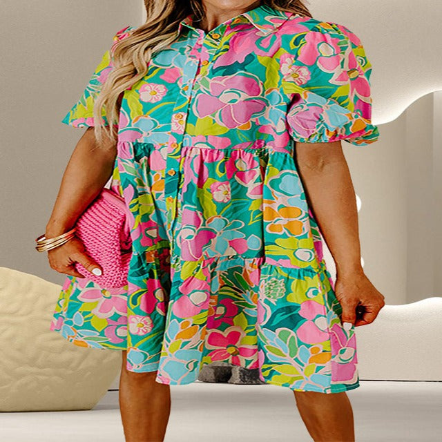 Printed Flowers Mini Dress