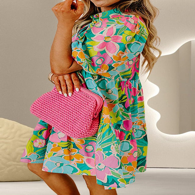 Printed Flowers Mini Dress