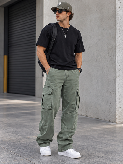 Plain Long Baggy Cargo Jeans