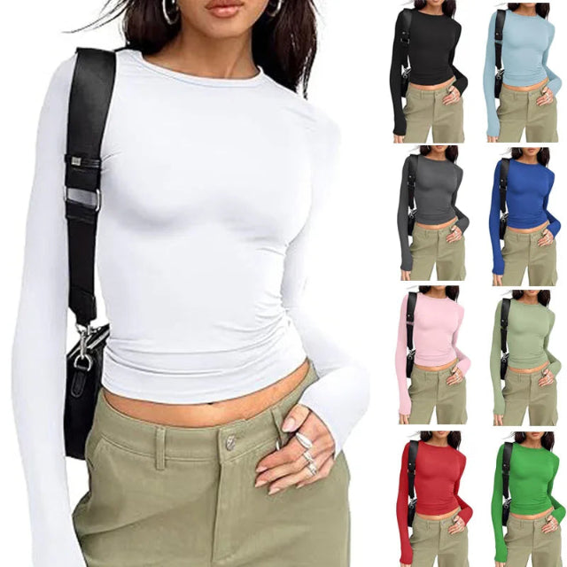 Long Sleeve Crew Neck Solid Slim Fit