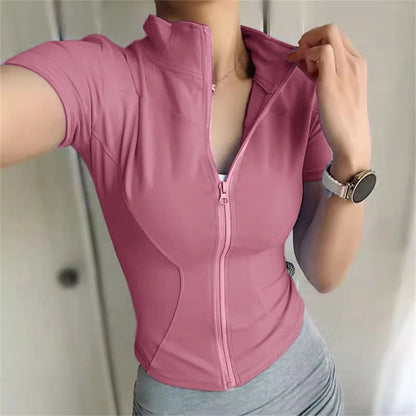 Casual Slim Full Zipper Yoga Top