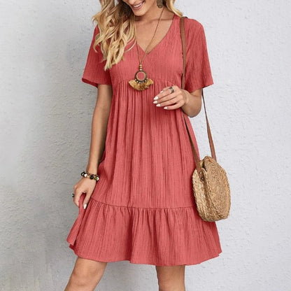 Summer Short Sleeve Mini Dress