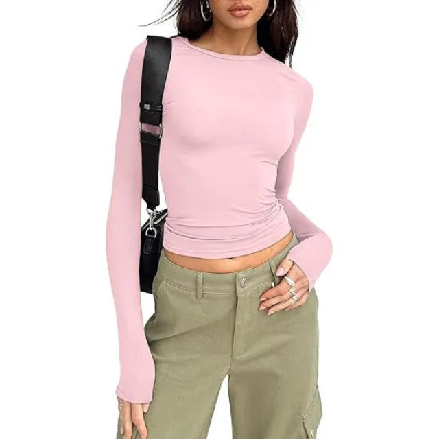 Long Sleeve Crew Neck Solid Slim Fit