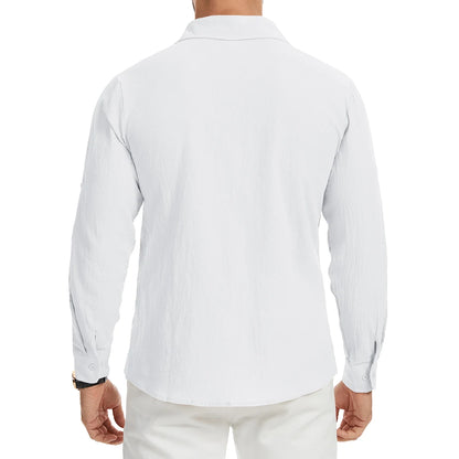 Men's Cotton Linen Double Lightweight Pocket Shirt