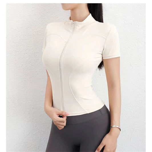 Casual Slim Full Zipper Yoga Top