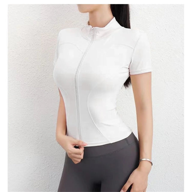 Casual Slim Full Zipper Yoga Top