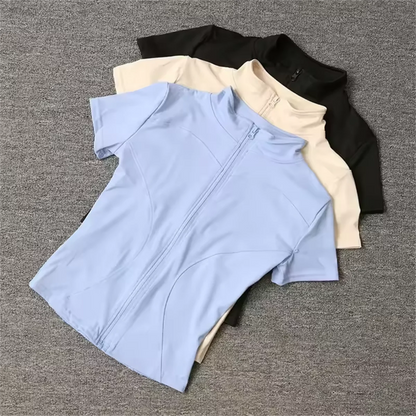 Casual Slim Full Zipper Yoga Top