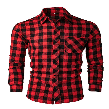 Red and black plaid shirt on a white background