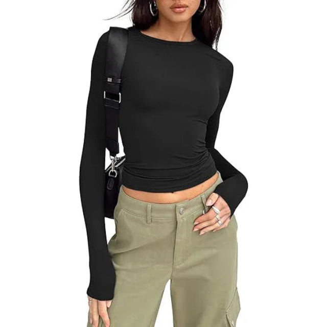 Long Sleeve Crew Neck Solid Slim Fit
