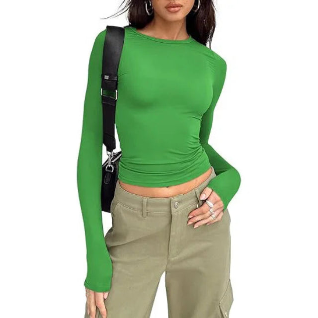 Long Sleeve Crew Neck Solid Slim Fit