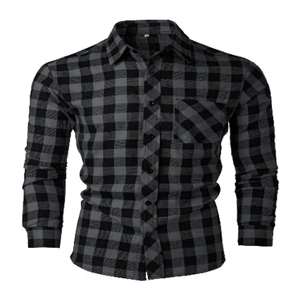 Black and gray plaid shirt on a white background