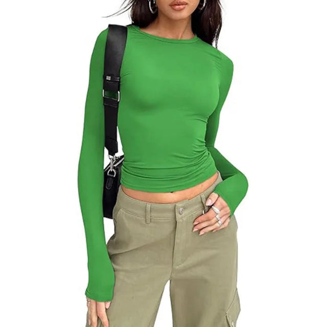 Long Sleeve Crew Neck Solid Slim Fit