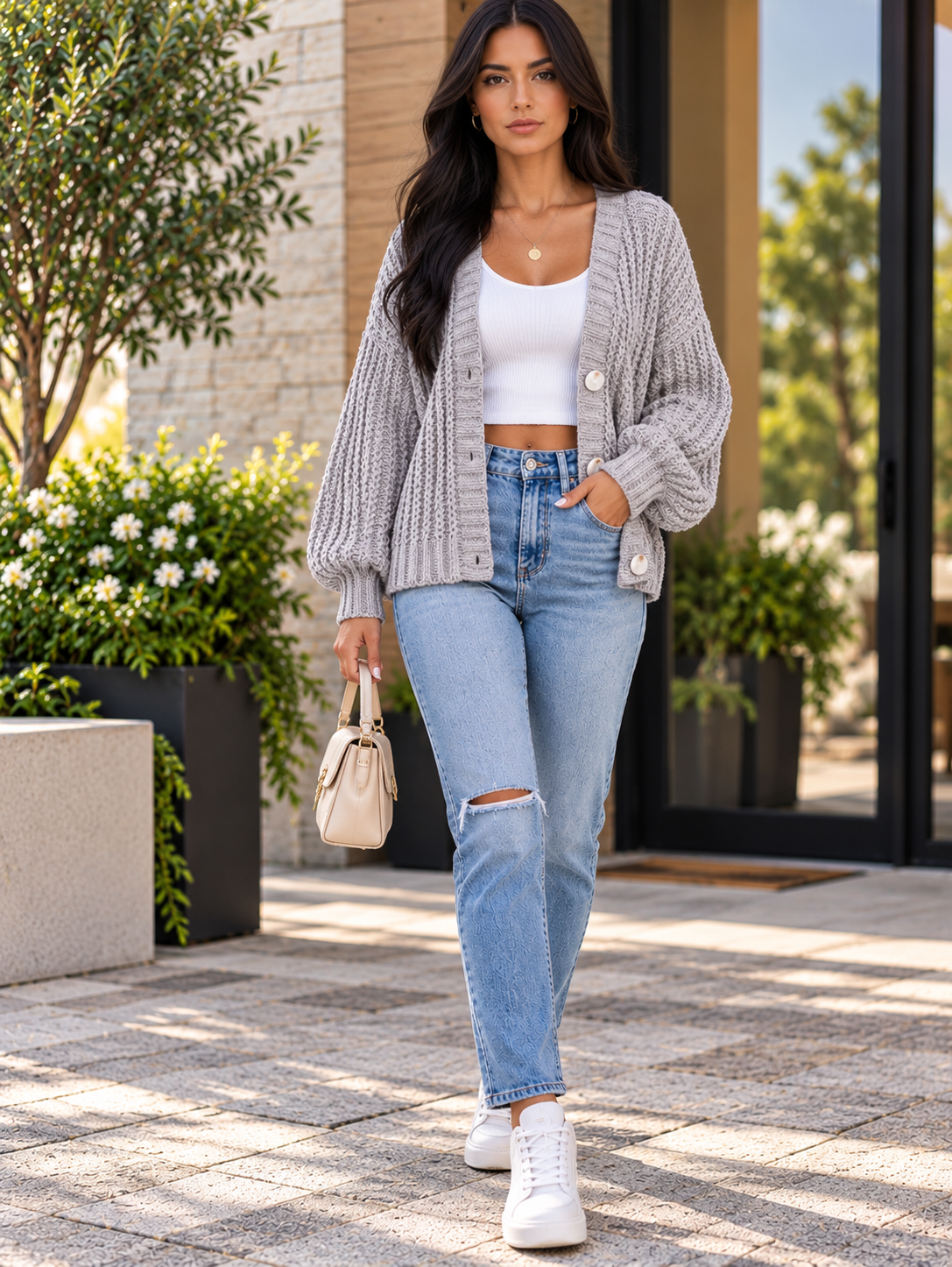 Women's Open Knit Cardigan Sweater