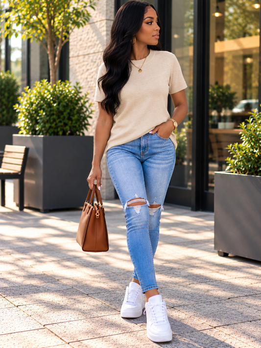 Women's Wool Short Sleeve Sweater