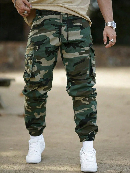 Camo Drawstring Cargo Pants