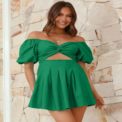 Twisted Off-Shoulder Short Sleeve Dress